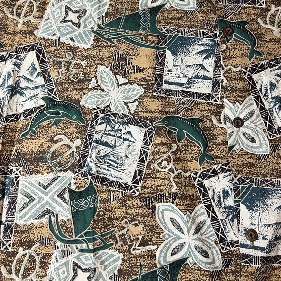 Winnie Fashion Hawaiian Vintage Button Down Sea Life Dolphin Shirt Men’s Size XL - Picture 2 of 6